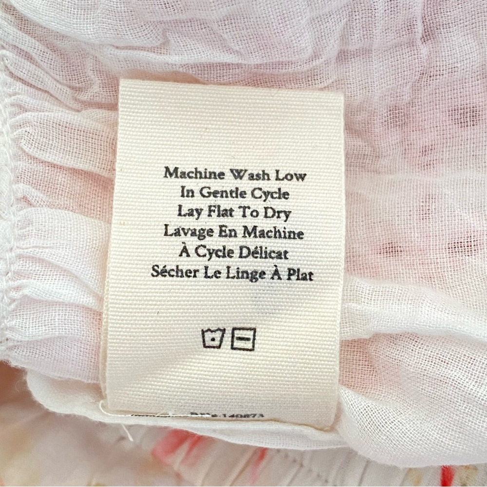 LOVESHACKFANCY white pink rose floral print ruffle eyelet lace mini skirt - Picture 7 of 8